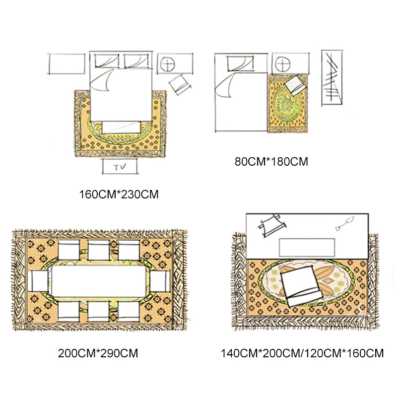 Apricot Tone Home Decoration Carpet Simplicity Color Block Printed Area Rug Polyester with Non-Slip Backing Rug