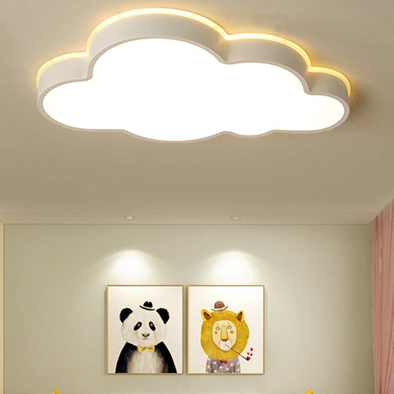 Cloud Slim Panel Flush Mount Light Simple Stylish Acrylic LED Ceiling Light in White for Adult Baby Room