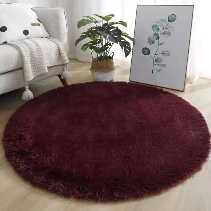 Natural Plain Round Area Rug Multi-Color Modern Shag Indoor Carpet Polyester Easy Care Stain Resistant Carpet for Living Room
