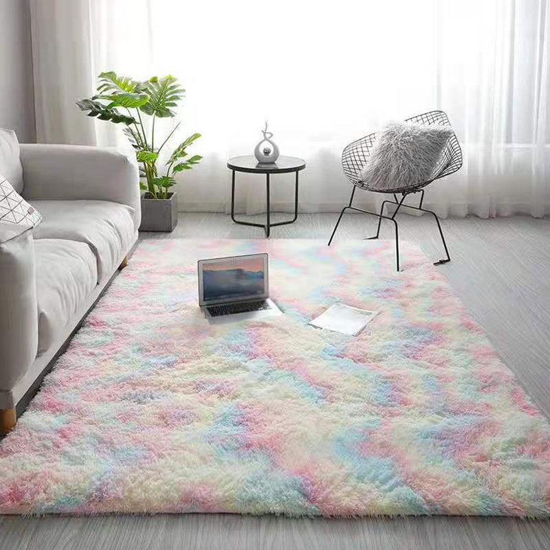 Trendy Modern Tie-dyed Indoor Rug Comfort Shag Rectangle Rug Polyester Stain Resistant Carpet for Living Room