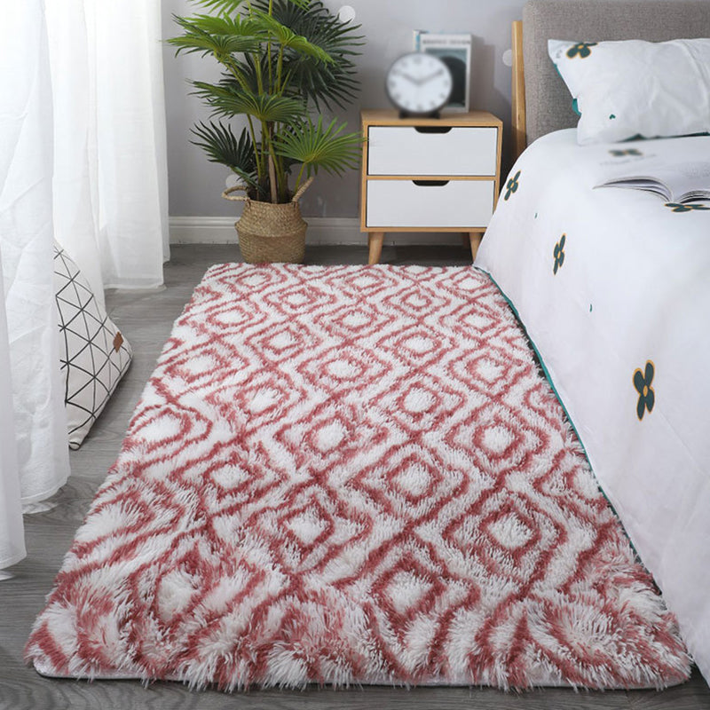 Aesthetic Contemporary Tartan Rug Simplicity Shag Polyester Area Rug Easy Care Stain Resistant Area Carpet for Bedroom