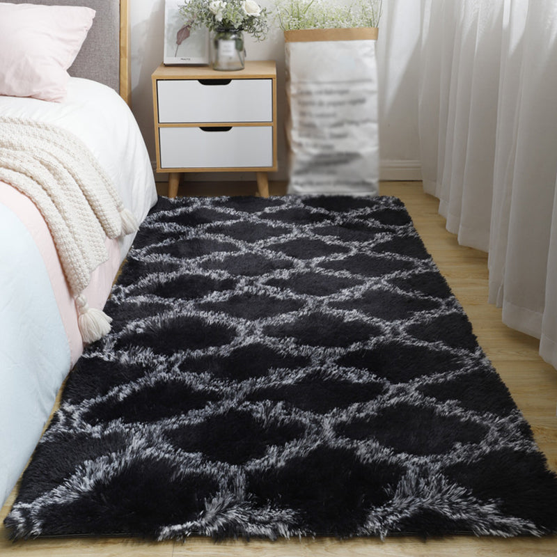 Aesthetic Contemporary Tartan Rug Simplicity Shag Polyester Area Rug Easy Care Stain Resistant Area Carpet for Bedroom
