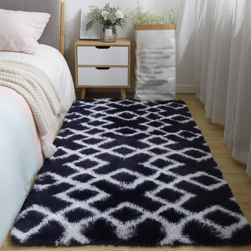 Aesthetic Contemporary Tartan Rug Simplicity Shag Polyester Area Rug Easy Care Stain Resistant Area Carpet for Bedroom