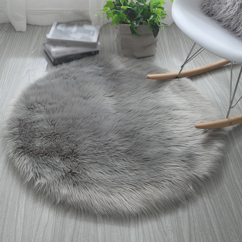 Comfort Modern Shag Area Rug Simplicity Solid Round Area Carpet Polyester Friendly Washable for Living Room