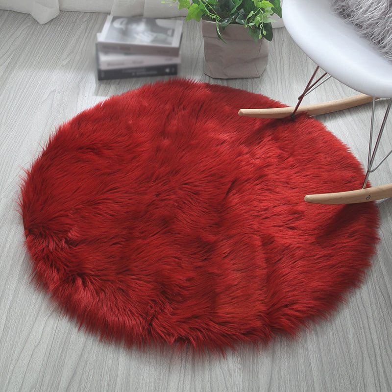 Comfort Modern Shag Area Rug Simplicity Solid Round Area Carpet Polyester Friendly Washable for Living Room