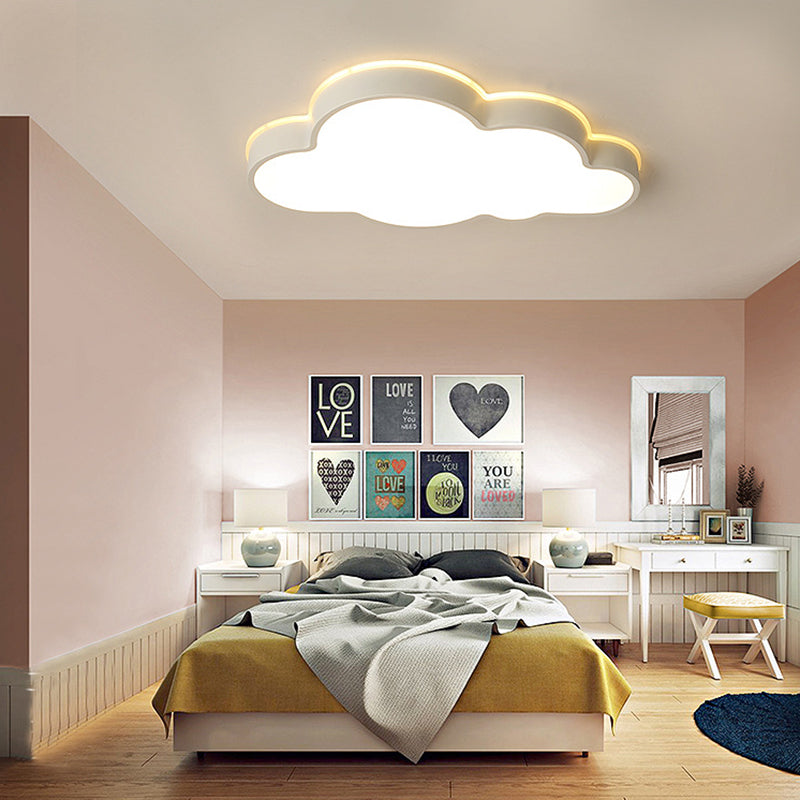 Cloud Slim Panel Flush Mount Light Simple Stylish Acrylic LED Ceiling Light in White for Adult Baby Room