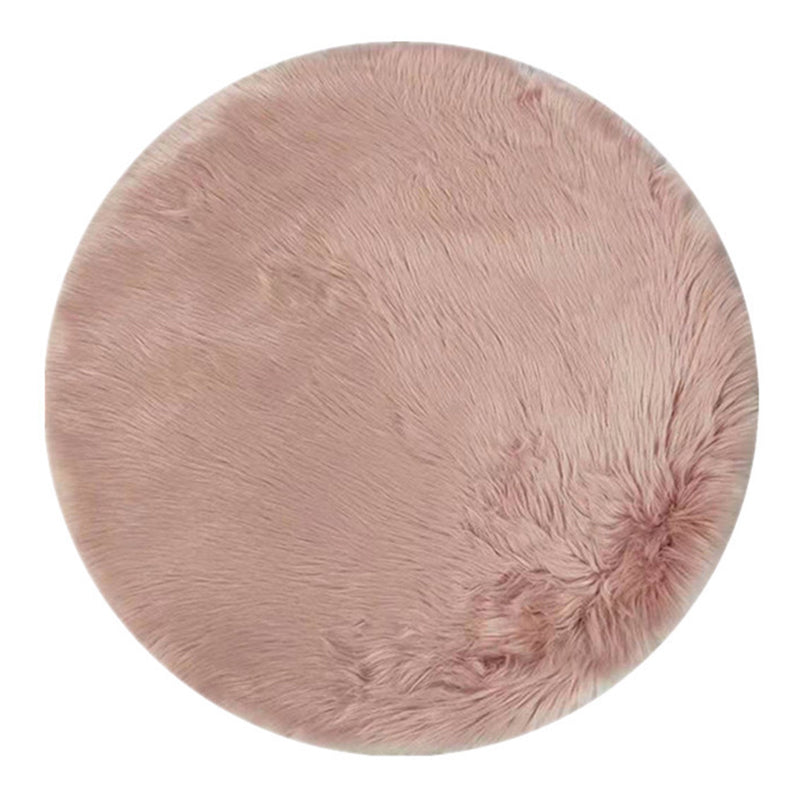Comfort Modern Shag Area Rug Simplicity Solid Round Area Carpet Polyester Friendly Washable for Living Room