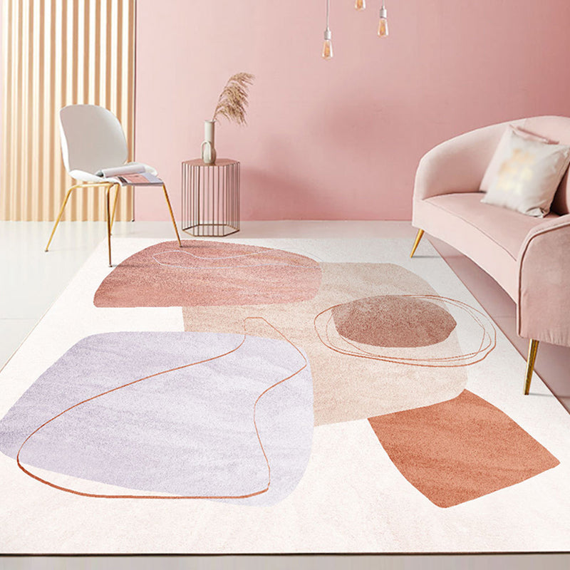 Light Color Irregular Color Block Print Rug Polyester Modern Carpet Non-Slip Backing Indoor Rug for Living Room