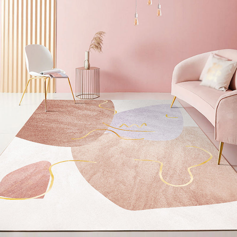 Light Color Irregular Color Block Print Rug Polyester Modern Carpet Non-Slip Backing Indoor Rug for Living Room