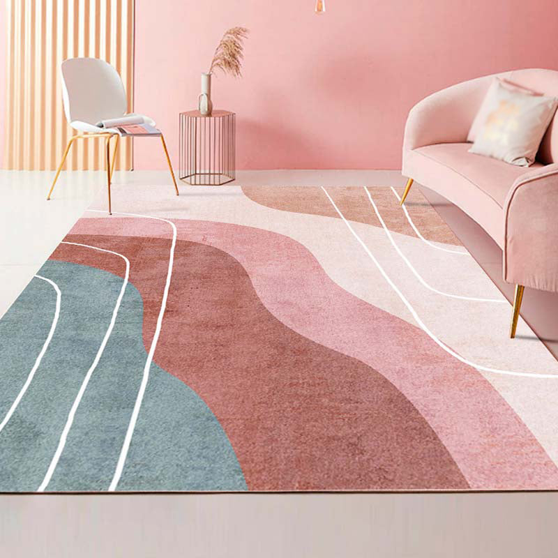 Light Color Irregular Color Block Print Rug Polyester Modern Carpet Non-Slip Backing Indoor Rug for Living Room