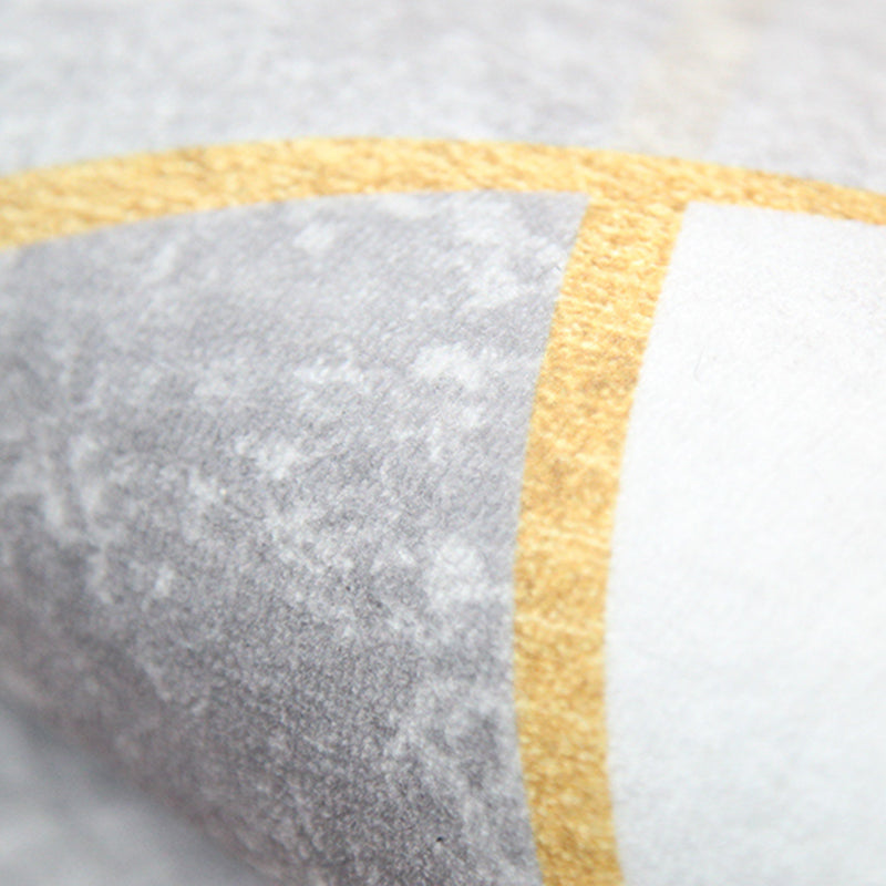 Simple Grey Tone Luxury Rug Polyester Geometric Splicing Pattern Area Rug Non-Slip Backing Carpet for Living Room