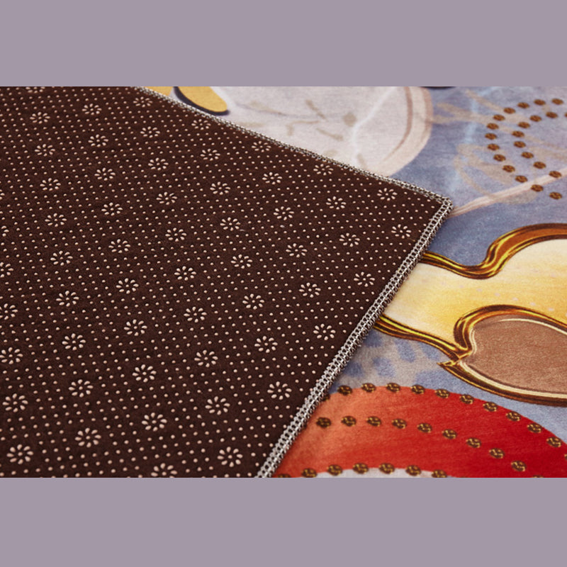 Orange Tone Modern Indoor Rug Polyester Horse Print Carpet Easy Care Rug for Home Decoration