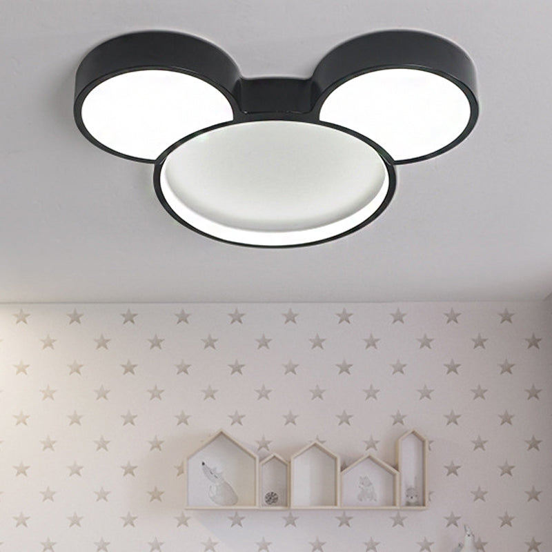 Acrylic Cartoon Mouse Ceiling Lamp Modern Simple LED Ceiling Mount Light in Black for Child Bedroom