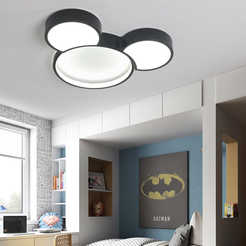 Acrylic Cartoon Mouse Ceiling Lamp Modern Simple LED Ceiling Mount Light in Black for Child Bedroom