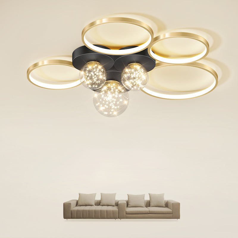 Nieuwe Moderne LED Metalen Flush Licht 1-Licht Zwart Flush Mount Plafond Licht voor Woonkamer