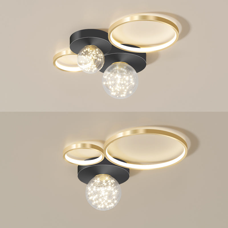Nieuwe Moderne LED Metalen Flush Licht 1-Licht Zwart Flush Mount Plafond Licht voor Woonkamer
