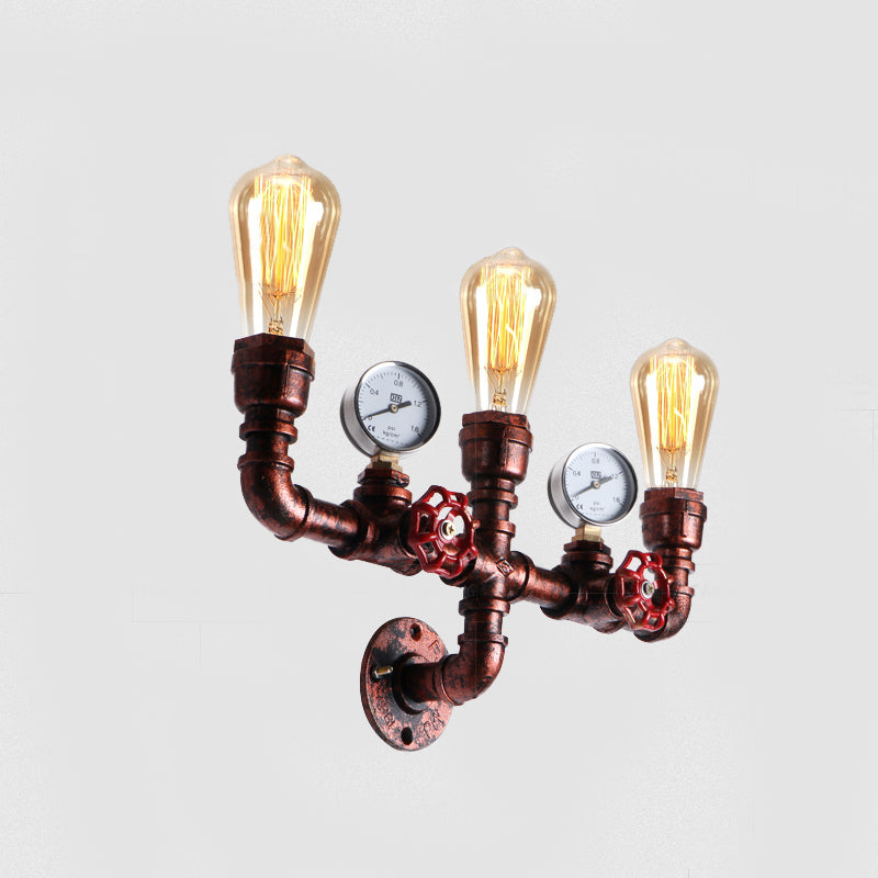 Industrial Loft Vintage Conduit Wall Light Sconces Wrought Iron Wall Mounted Light for Bar