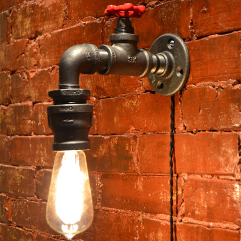 Black Industrial Style Sconce Light Fixtures Wrought Iron Wall Lamp Sconce for Bar