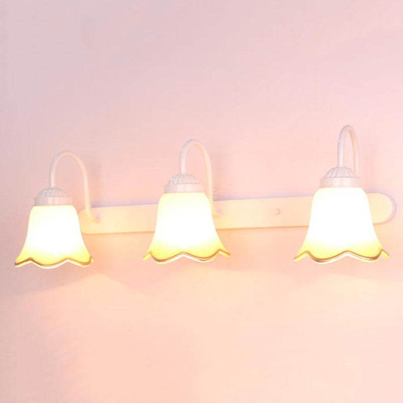 Traditional Simplicity Bell Vanity Sconce Lights Cream Glass Wall Mount Light Fixture for Bathroom
