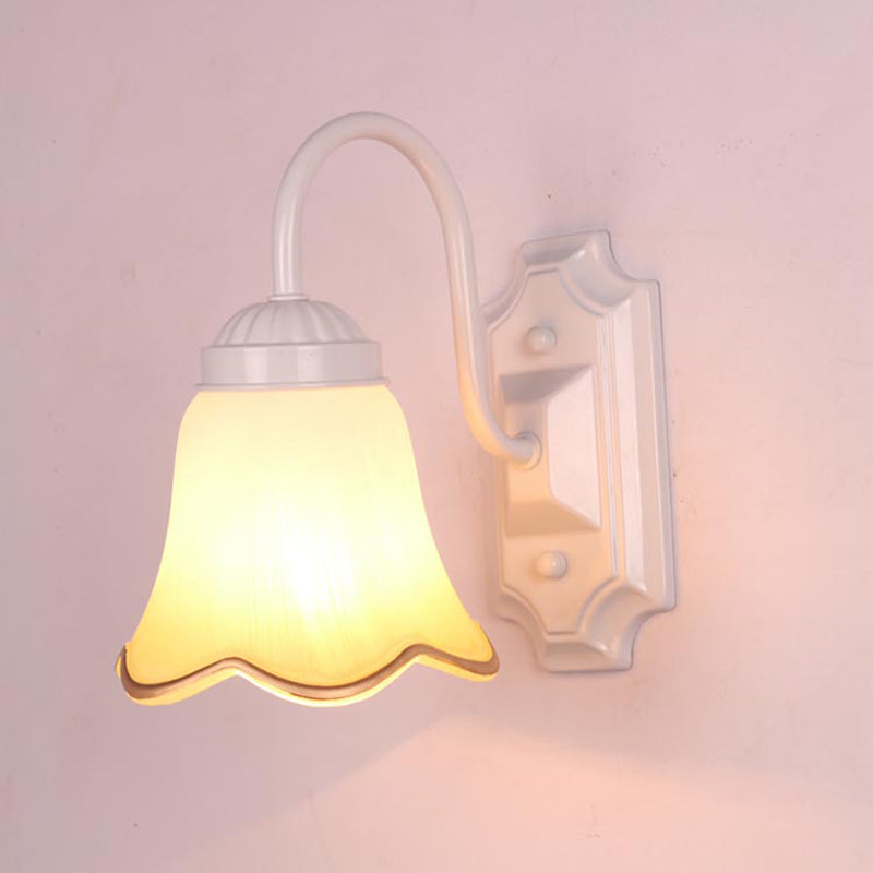 Traditional Simplicity Bell Vanity Sconce Lights Cream Glass Wall Mount Light Fixture for Bathroom