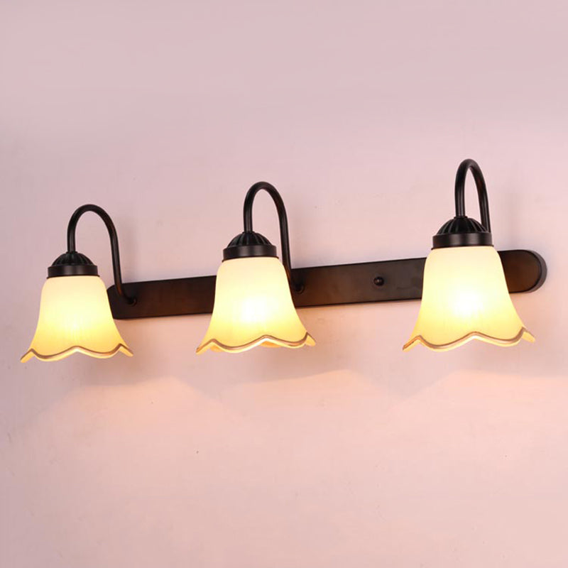 Traditional Simplicity Bell Vanity Sconce Lights Cream Glass Wall Mount Light Fixture for Bathroom