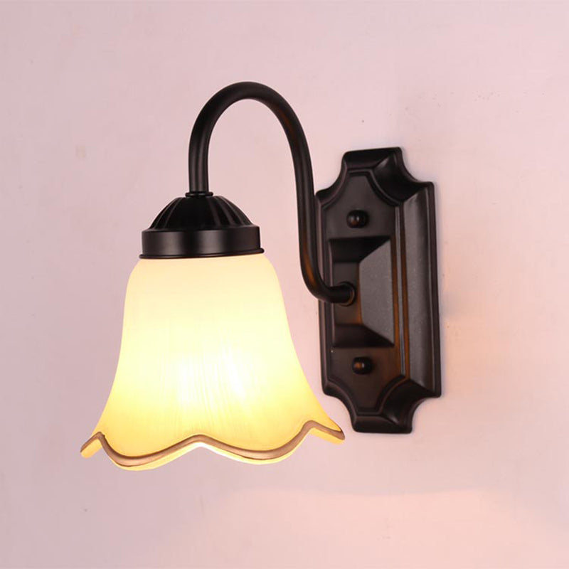 Traditional Simplicity Bell Vanity Sconce Lights Cream Glass Wall Mount Light Fixture for Bathroom