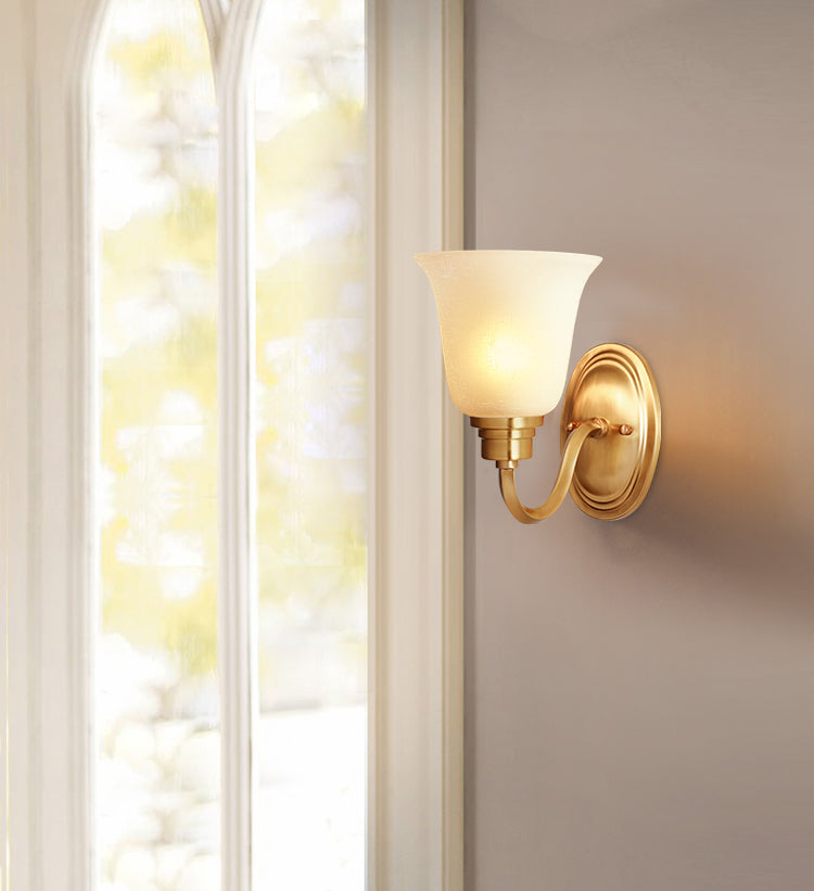 Semplicità vintage Bell Bell Vanity Lights Sconce Milk Glass Wall Monte Flaching per bagno
