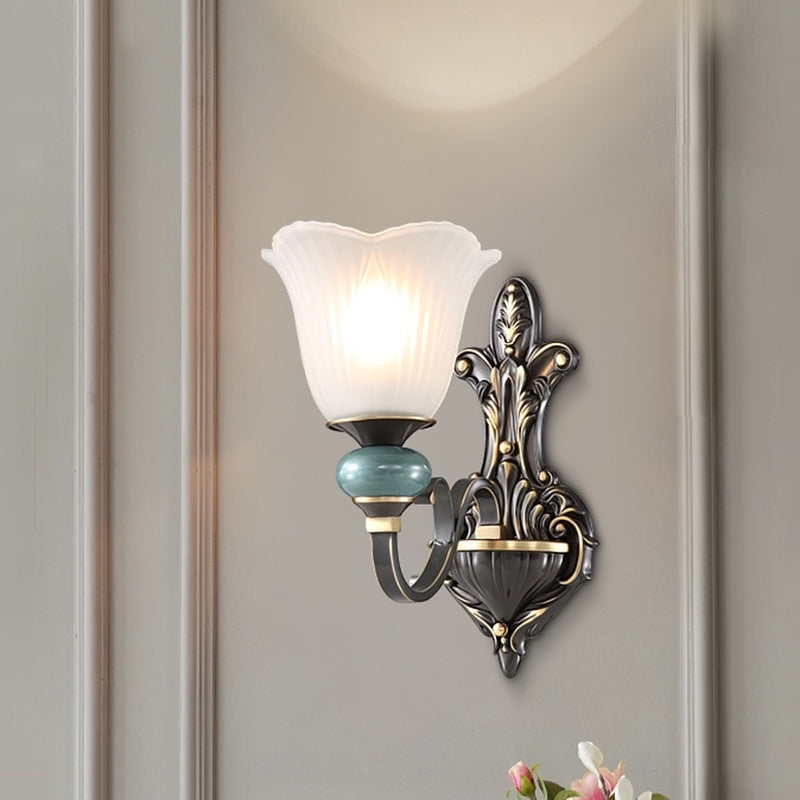 Traditional Simplicity Bell Vanity Sconce Lights Milk Glass Wall Mount Light Fixture for Bathroom