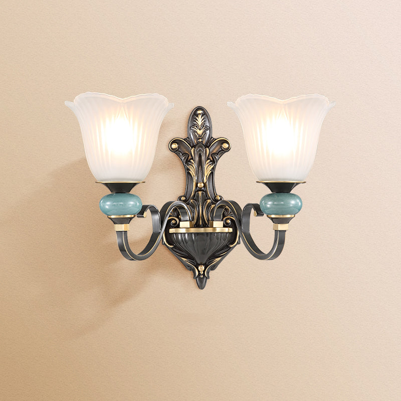 Traditional Simplicity Bell Vanity Sconce Lights Milk Glass Wall Mount Light Fixture for Bathroom