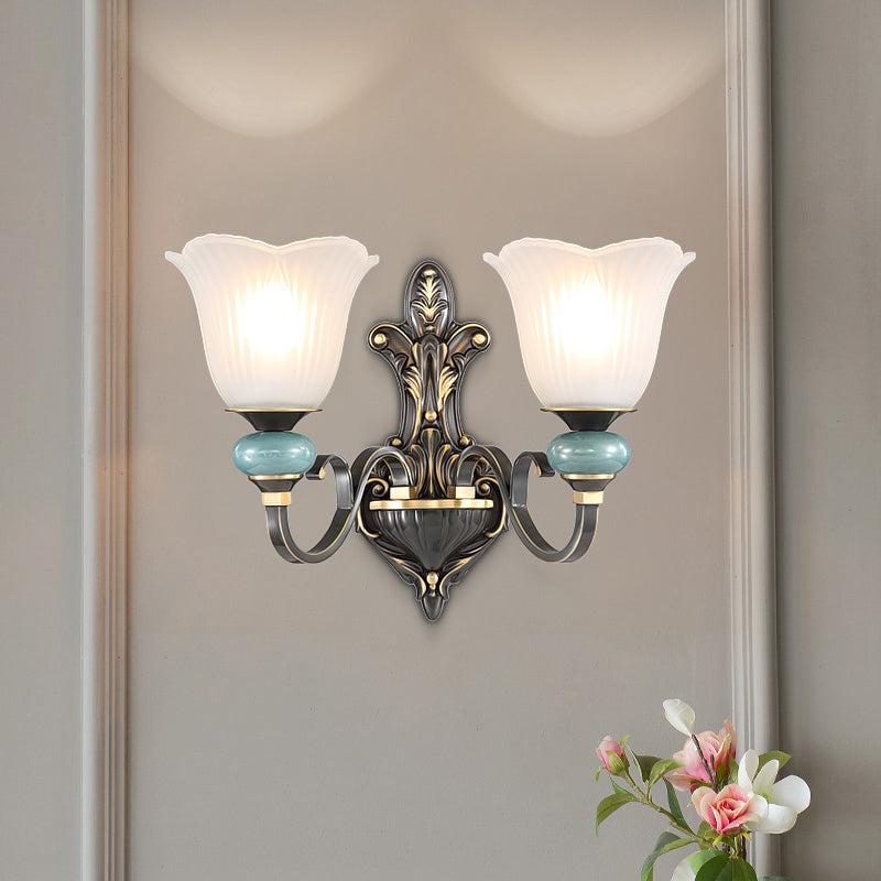 Traditional Simplicity Bell Vanity Sconce Lights Milk Glass Wall Mount Light Fixture for Bathroom