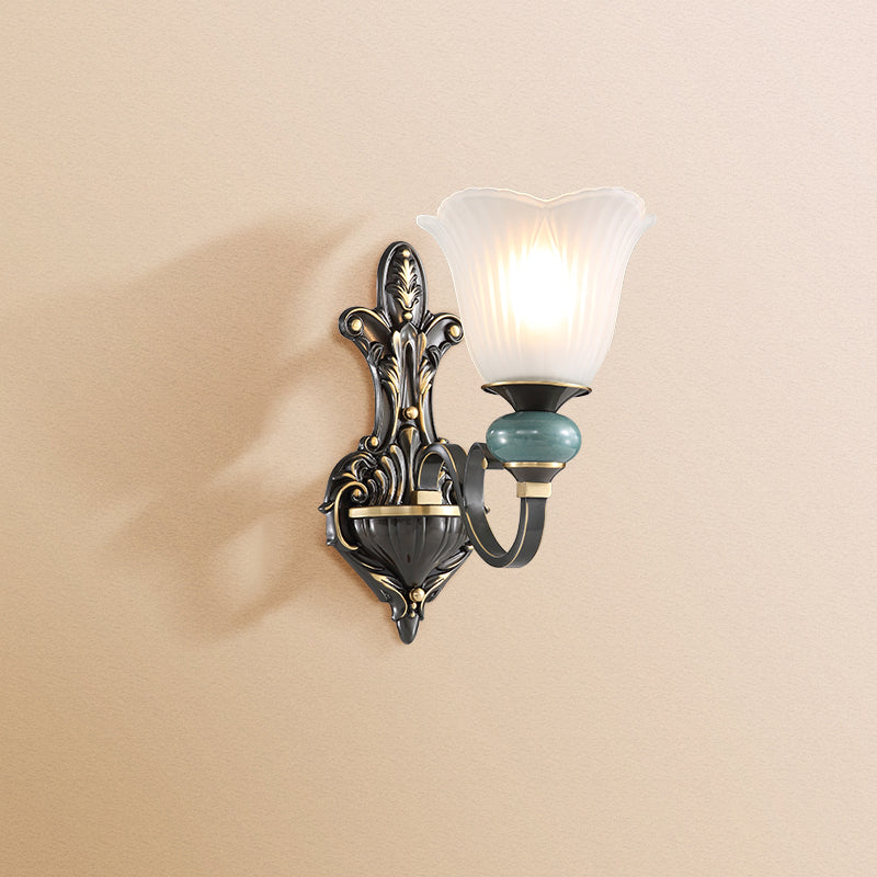 Traditional Simplicity Bell Vanity Sconce Lights Milk Glass Wall Mount Light Fixture for Bathroom