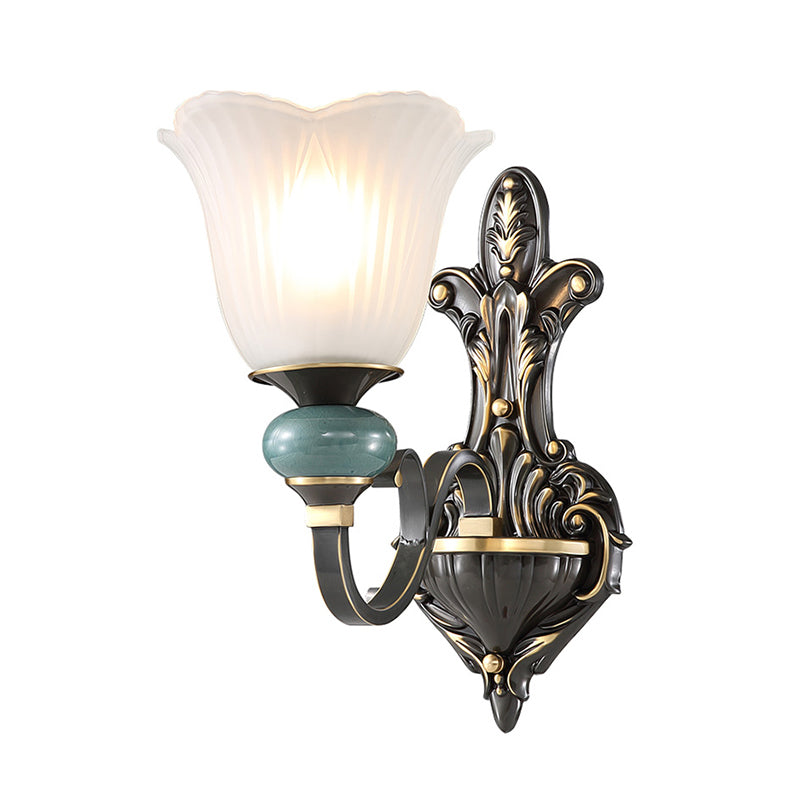 Traditional Simplicity Bell Vanity Sconce Lights Milk Glass Wall Mount Light Fixture for Bathroom