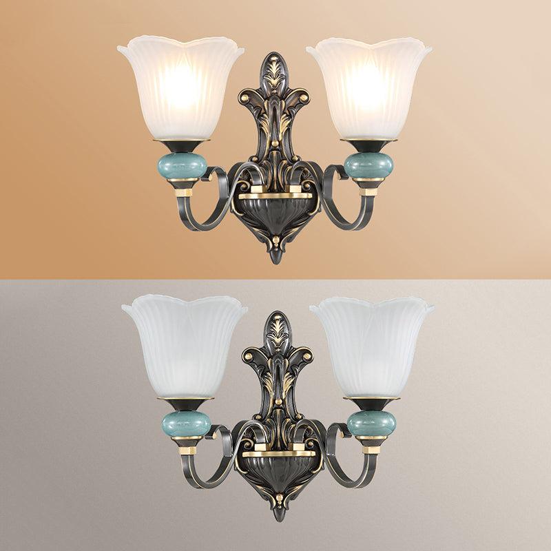 Traditional Simplicity Bell Vanity Sconce Lights Milk Glass Wall Mount Light Fixture for Bathroom