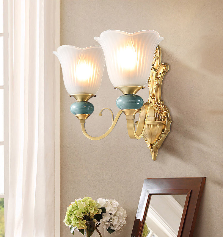 Traditional Simplicity Bell Vanity Sconce Lights Milk Glass Wall Mount Light Fixture for Bathroom
