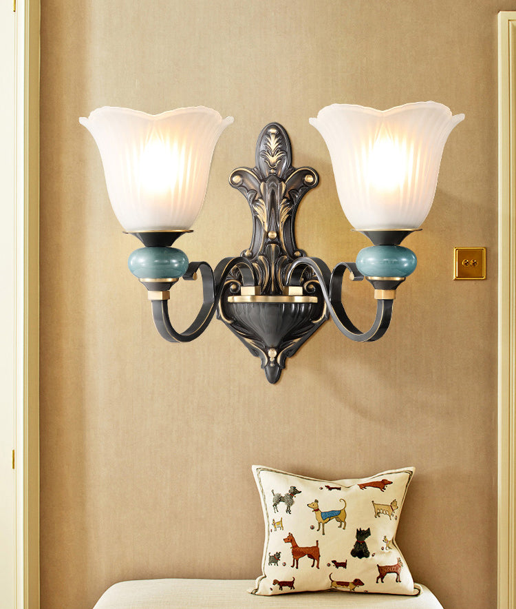 Traditional Simplicity Bell Vanity Sconce Lights Milk Glass Wall Mount Light Fixture for Bathroom