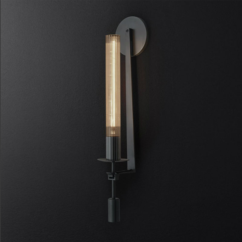 Traditional Simplicity Cylinder Vanity Sconce Lights Clear Glass Wall Mount Light Fixture for Bathroom