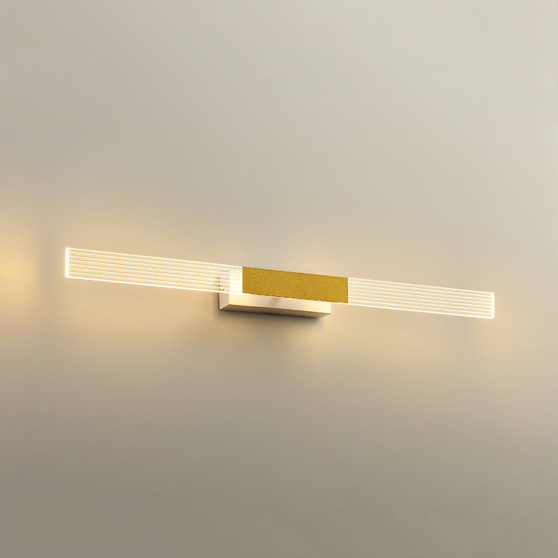 Strip Vanity Mirror Light Minimalist Acrylic LED Bath Wall Mount Lighting in Gold