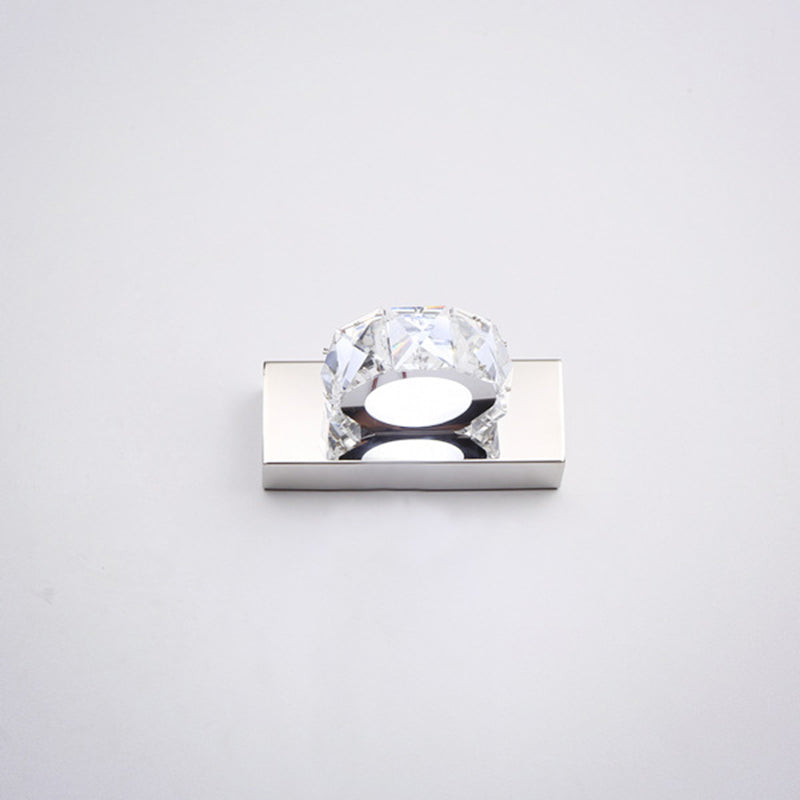 K9 Crystal Block Vanity Wall Sconce Modernism Chrome Finish LED Wall Lamp for Bath