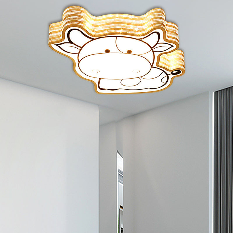 Cartoon Lovely Flush Mount Light Acrylic Metal White LED Ceiling Lamp for Game Room Kid Bedroom