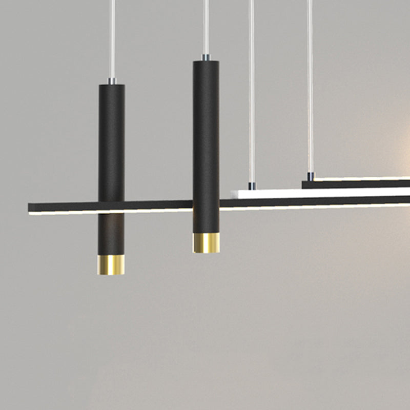 Moderni apparecchi di illuminazione lampadario lineare moderno in alluminio appeso a soffitto in alluminio con finitura nera