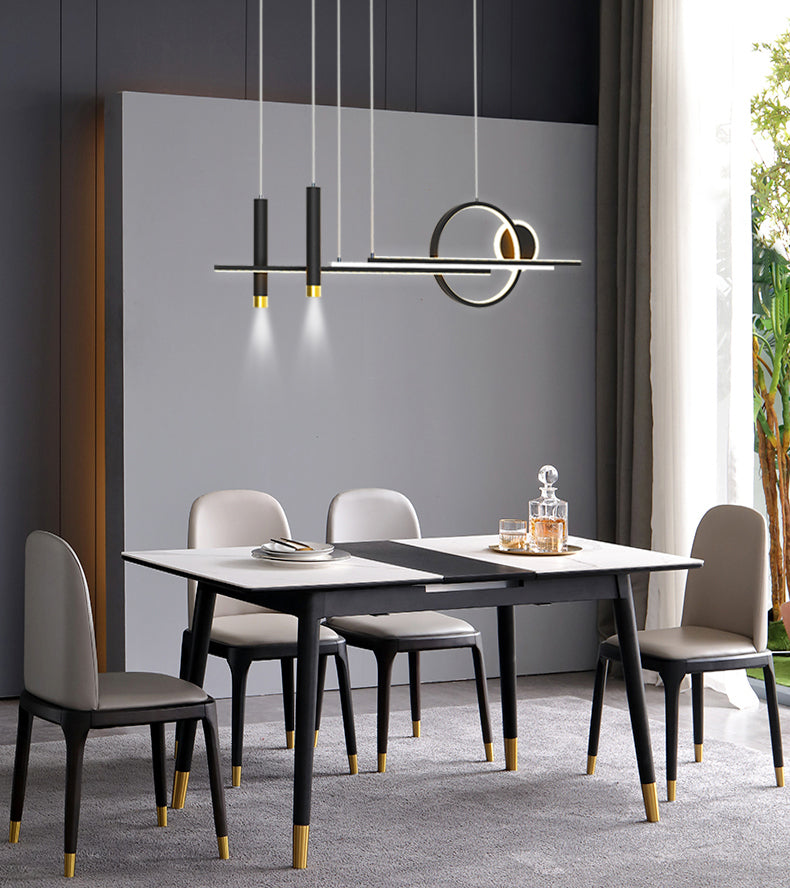 Moderni apparecchi di illuminazione lampadario lineare moderno in alluminio appeso a soffitto in alluminio con finitura nera