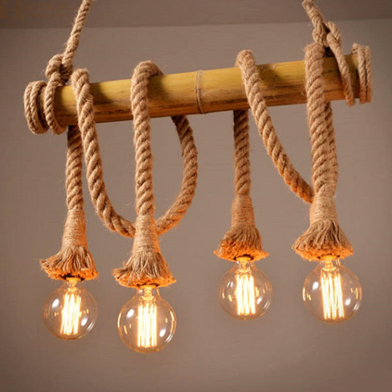 Hanging Lamp Natural Rope Light Vintage Room Indoor Bar Light