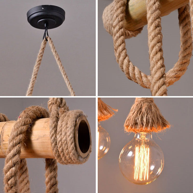 Hanging Lamp Natural Rope Light Vintage Room Indoor Bar Light