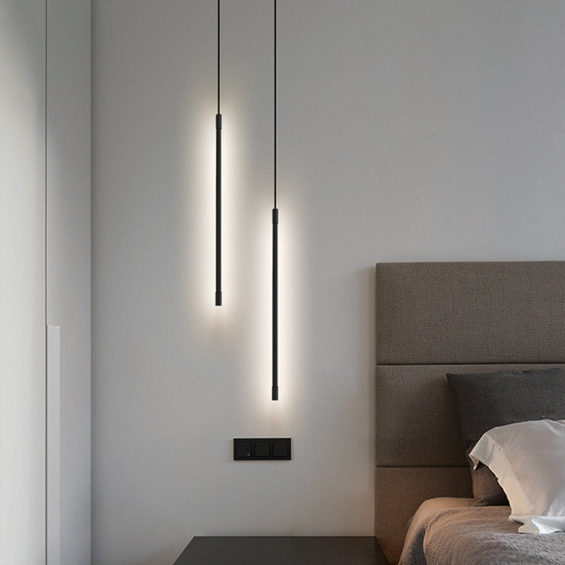 Modern Minimalist Style Linear Hanging Pendant Lights Copper Suspended Lighting Fixture