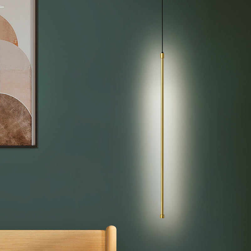 Modern Minimalist Style Linear Hanging Pendant Lights Copper Suspended Lighting Fixture