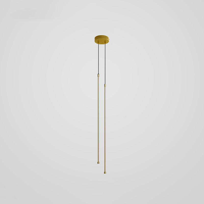 Modern Minimalist Style Linear Hanging Pendant Lights Copper Suspended Lighting Fixture