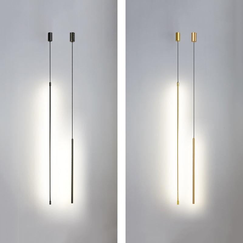 Moderne minimalistische stijl lineaire hangende hanglampen koper gesuspendeerde verlichtingsarmatuur