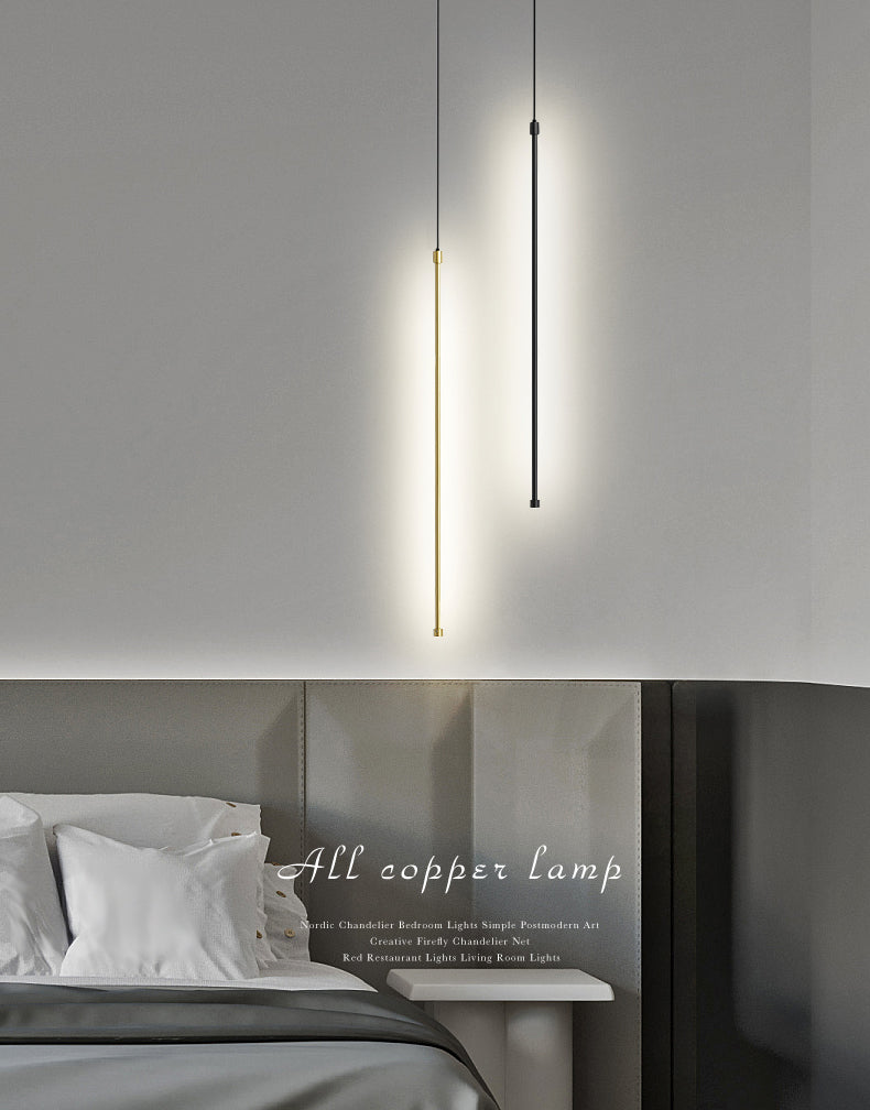 Luces colgantes colgantes lineales de estilo minimalista moderno Cobre de iluminación suspendida
