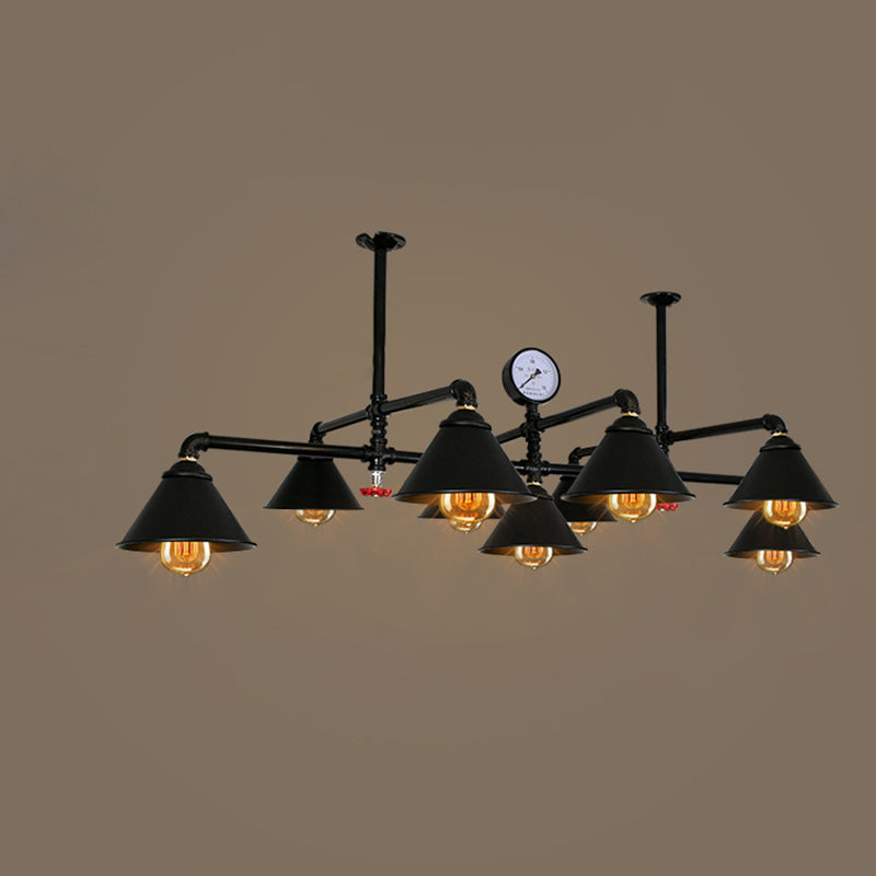 Black Wrought Iron Ceiling Hung Fixtures Vintage Tube Pendant Lighting for Bar