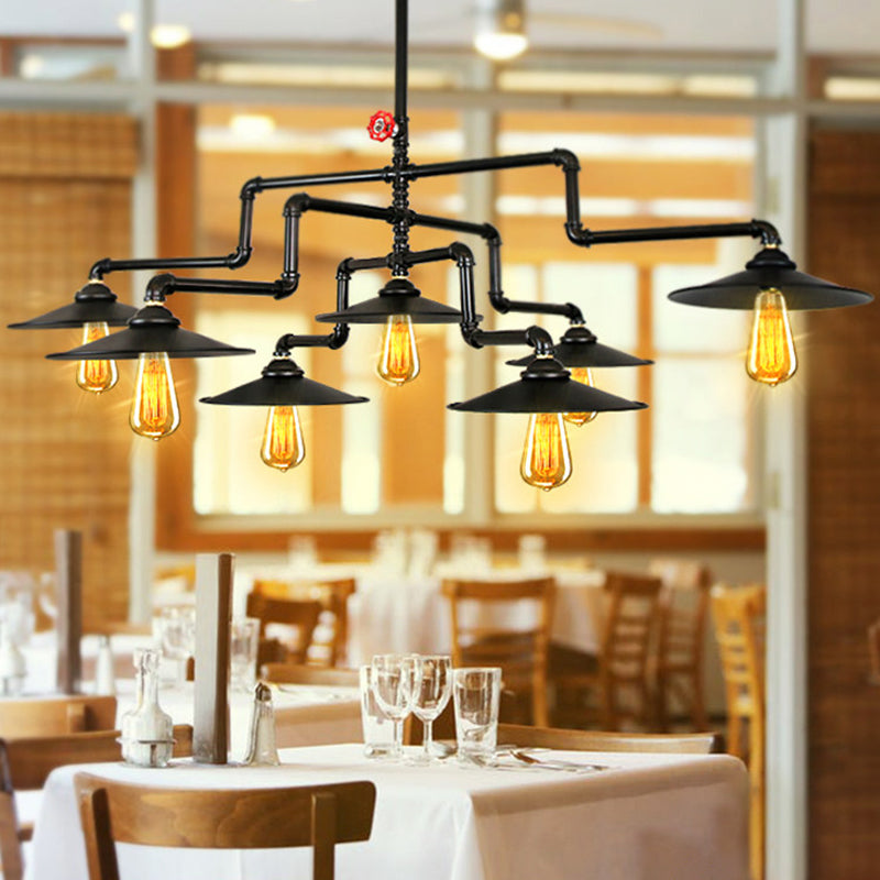 Black Wrought Iron Ceiling Hung Fixtures Vintage Tube Pendant Lighting for Bar
